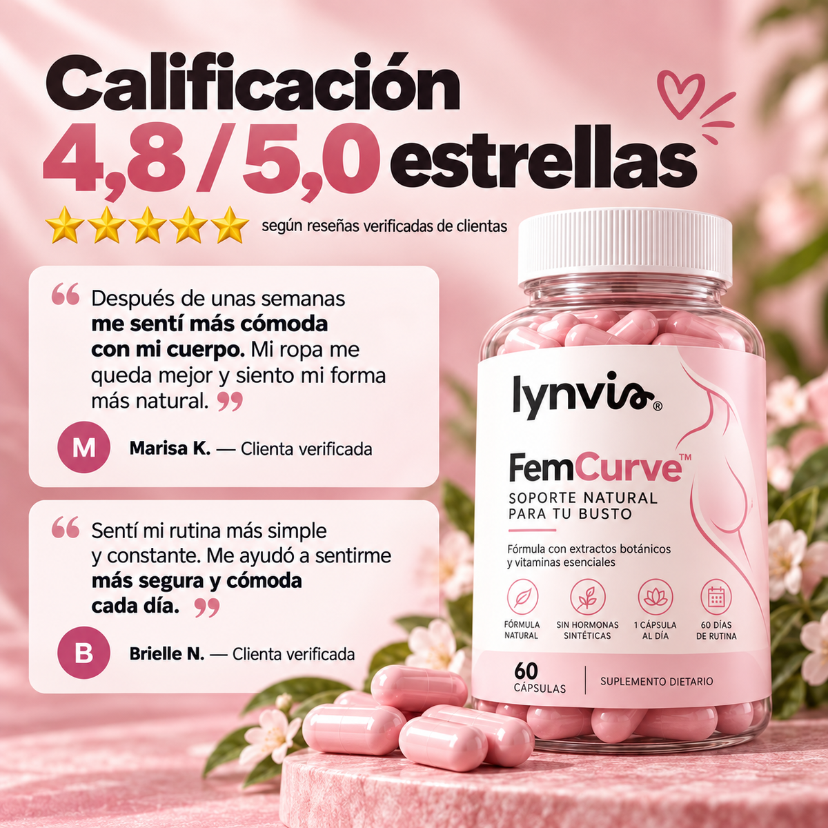FemCurve™ — Cápsulas para acompañar la forma, firmeza y plenitud natural de tu busto