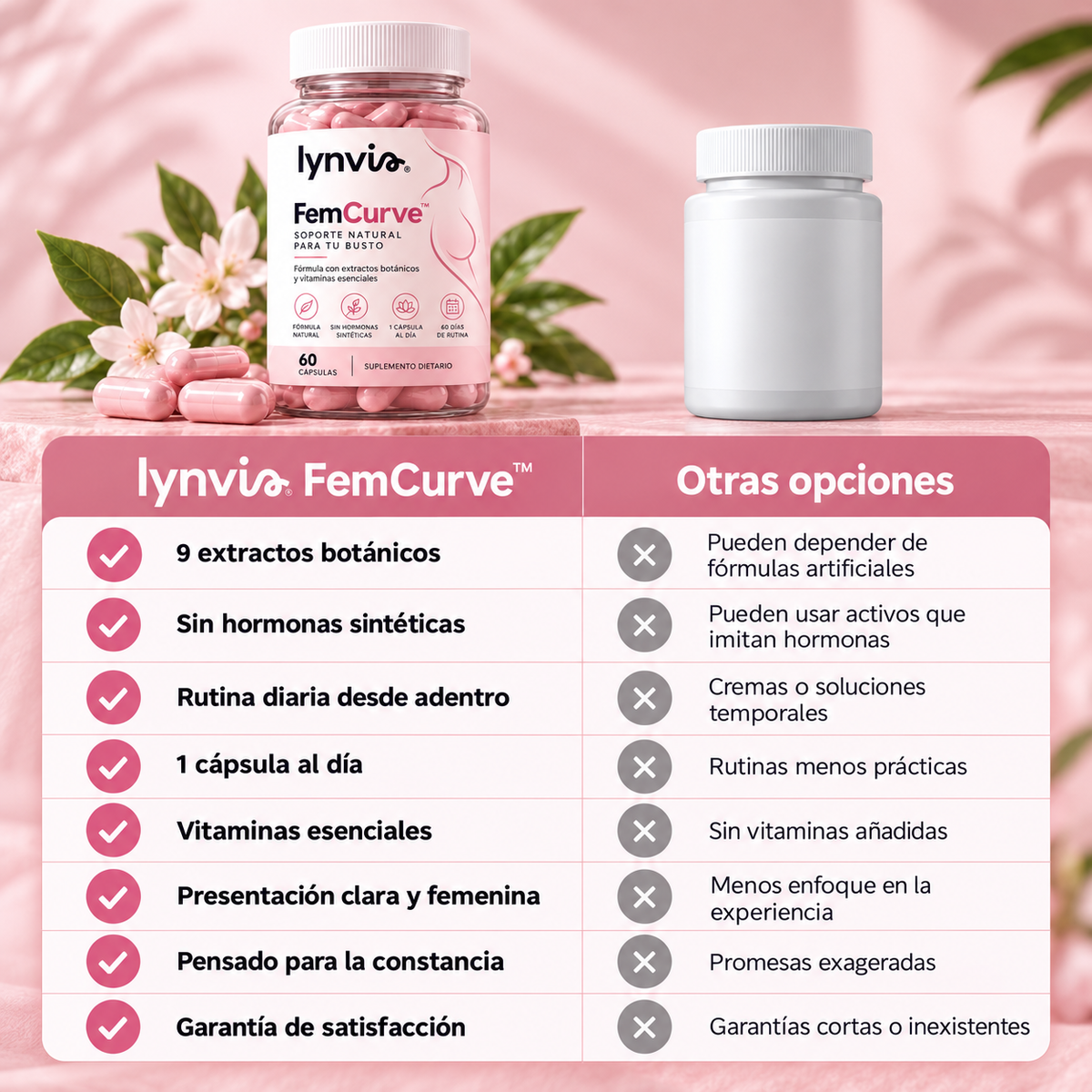 FemCurve™ — Cápsulas para acompañar la forma, firmeza y plenitud natural de tu busto